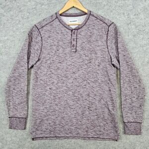 Old Navy Men's Heathered Purple Thermal Henley Size M TALL Long‎ Sleeve Casual
